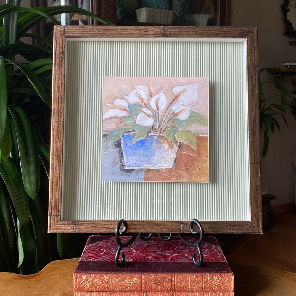 Vintage Ina Van De Bos Lillies Floral Springtime Signed Framed Art Print
